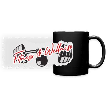 Fitness and wellness baseball cap - Full Colour Panoramic Mug - black - Front