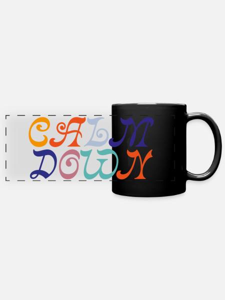 Calm Down - Panorama-Tasse farbig - Schwarz