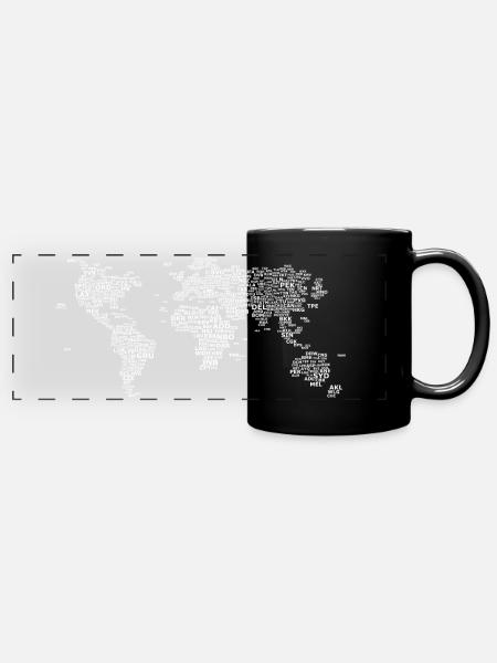 Flughafen Weltkarte - Panorama-Tasse farbig - Schwarz