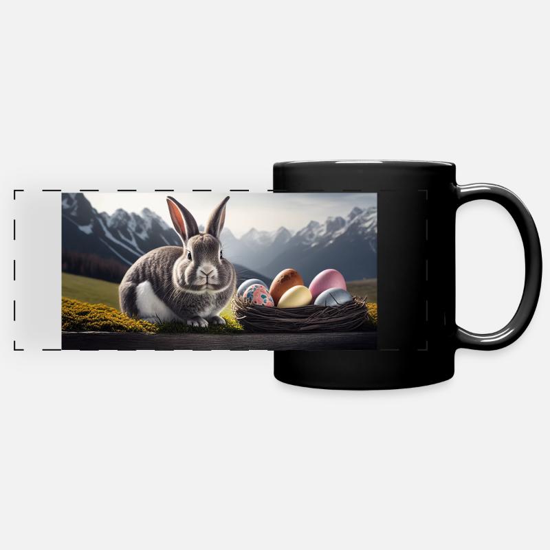 Tasse lapin de Pâques - Mug panoramique uni - noir