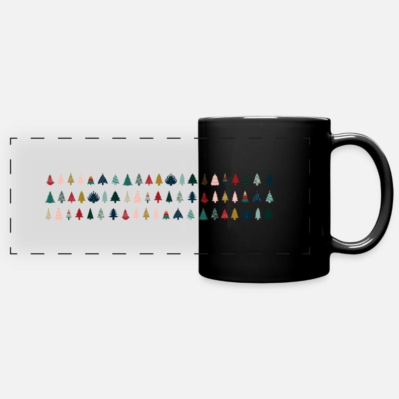 Christmas trees colorful - Full Colour Panoramic Mug - black