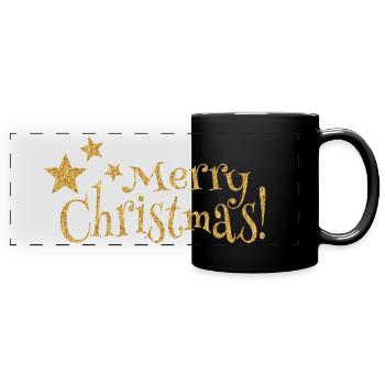 Joyeux Noël polices Joyeux Noël étoiles - Mug panoramique uni - noir - Devant