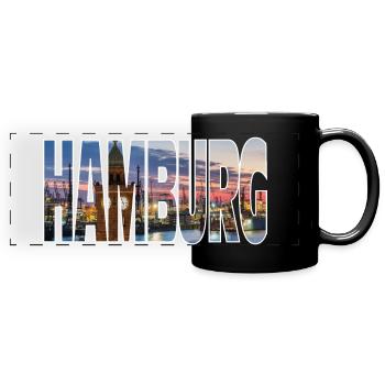 Hamburg - Panorama-Tasse farbig - Schwarz - Vorne
