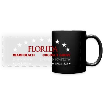 Florida, coordinates, Miami Beach, Coconut Grove - Full Colour Panoramic Mug - black - Front