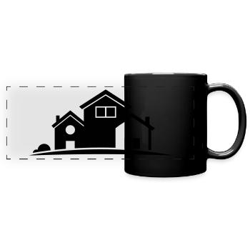 Haus - Panorama-Tasse farbig - Schwarz - Vorne