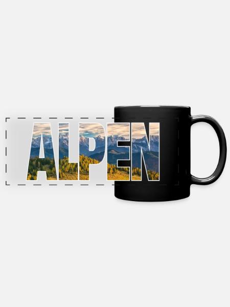 Alpen - Panorama-Tasse farbig - Schwarz