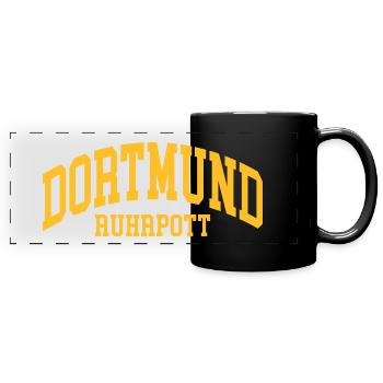 Dortmund - Panorama-Tasse farbig - Schwarz - Vorne