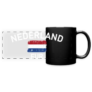 Graphique du drapeau EUR des Pays-Bas - Mug panoramique uni - noir - Devant