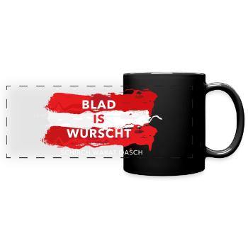 blad is wurscht schirch warad oasch österreich - Panorama-Tasse farbig - Schwarz - Vorne