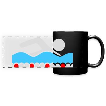 Schwimmer Piktogramm Freistil Welle Pool Sport - Panorama-Tasse farbig - Schwarz - Vorne