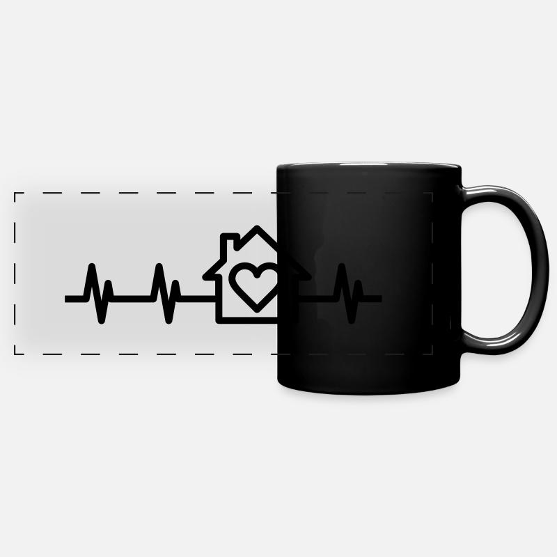 Symbole de la maison et du rythme cardiaque - Mug panoramique uni - noir