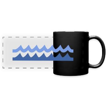 Minimalist Blue Wave - Full Colour Panoramic Mug - black - Front