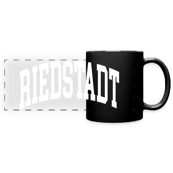 Riedstadt - Panorama-Tasse farbig - Schwarz - Vorne