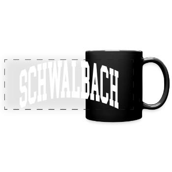 Schwalbach - Panorama-Tasse farbig - Schwarz - Vorne