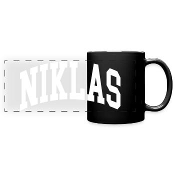 Niklas - Panorama-Tasse farbig - Schwarz - Vorne