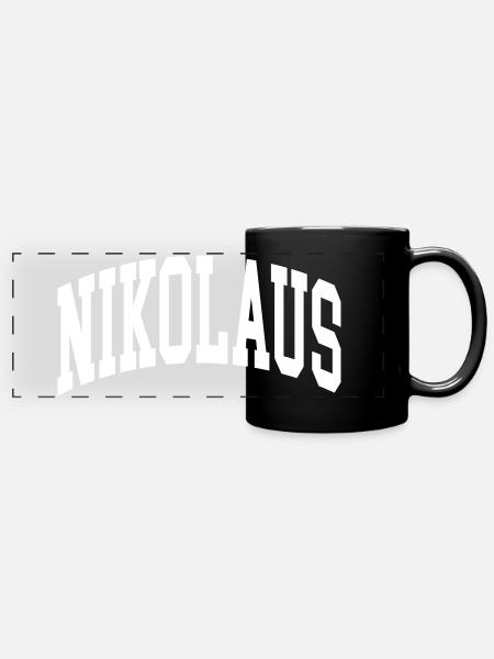 Nikolaus - Panorama-Tasse farbig - Schwarz