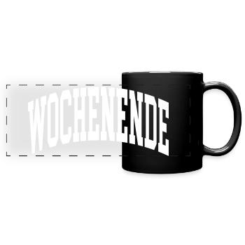 Wochenende - Panorama-Tasse farbig - Schwarz - Vorne
