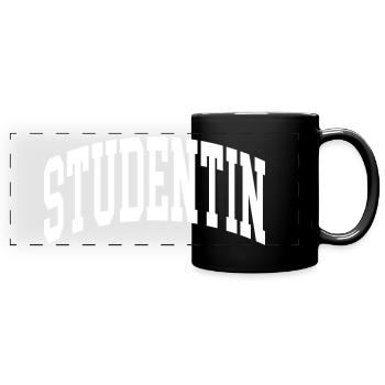 Studentin - Panorama-Tasse farbig - Schwarz - Vorne