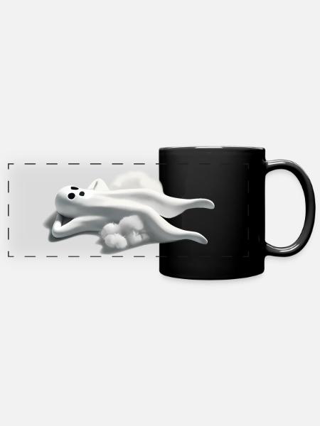 Relaxed Ghost Halloween - Fantasma Relax - Full Colour Panoramic Mug - black