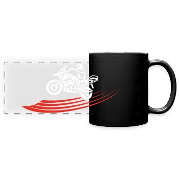Biker Design Motorradfahrer Geschenk - Panorama-Tasse farbig - Schwarz - Vorne