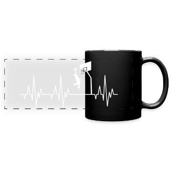 Heartbeat ECG Basketball Netball Player Sport - Full Colour Panoramic Mug - black - Front