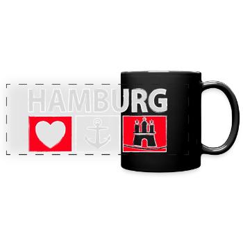 Hamburg - Panorama-Tasse farbig - Schwarz - Vorne