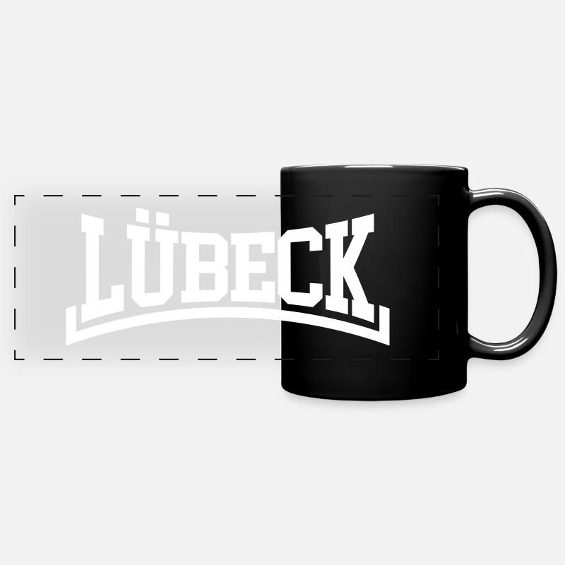 Lübeck - Panorama-Tasse farbig - Schwarz
