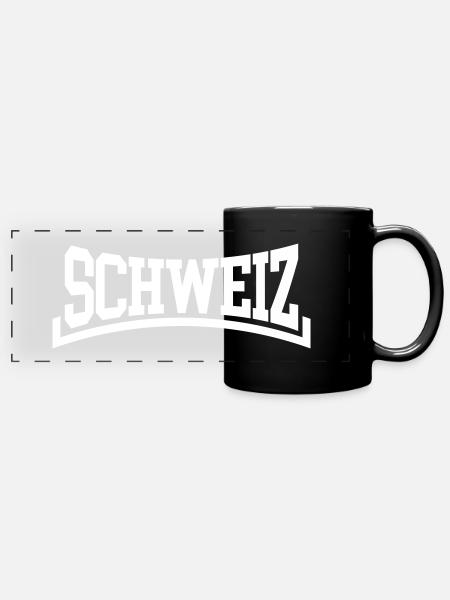 Schweiz - Panorama-Tasse farbig - Schwarz