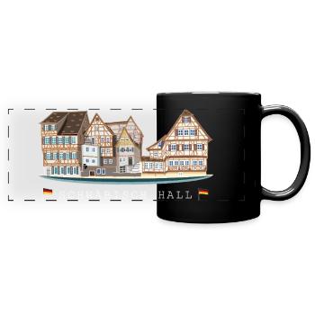 Schwäbisch Hall, Süddeutschland, Zeichnung - Panorama-Tasse farbig - Schwarz - Vorne