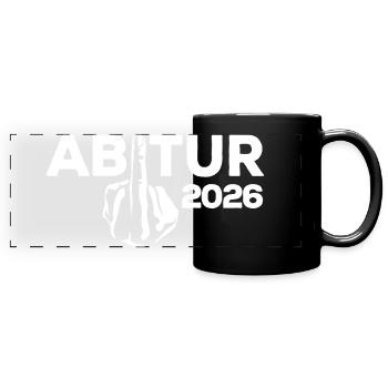 ABI 2026 Mittelfinger Abitur - Geschenk - Panorama-Tasse farbig - Schwarz - Vorne