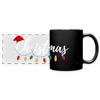 Weihnachtsgeschenk - Panorama-Tasse farbig - Schwarz - Vorne