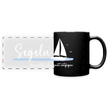 Segeln dem weiten Horizont entgegen - Panorama-Tasse farbig - Schwarz - Vorne