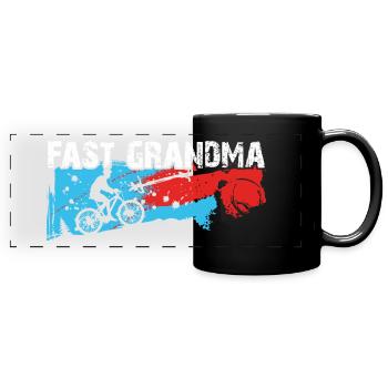 Quick granny on the bike - Full Colour Panoramic Mug - black - Front