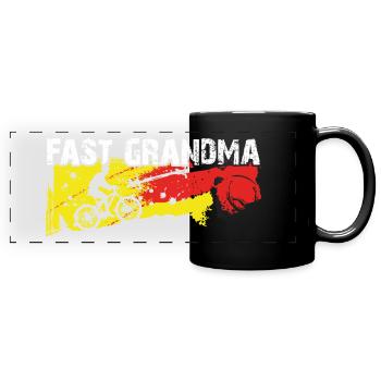 Quick granny on the bike - Full Colour Panoramic Mug - black - Front