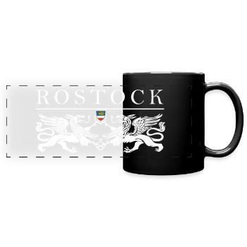 Rostock Greif Doppel - Panorama-Tasse farbig - Schwarz - Vorne