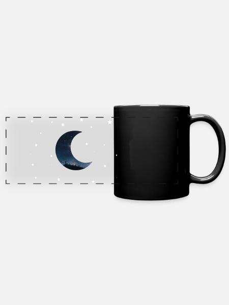 mond und sterne - Panorama-Tasse farbig - Schwarz