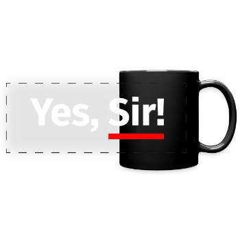 Oui Monsieur! avec trait de soulignement rouge - blanc - Mug panoramique uni - noir - Devant