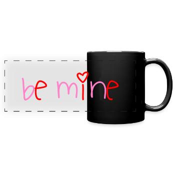 Be Mine Herz - Panorama-Tasse farbig - Schwarz - Vorne