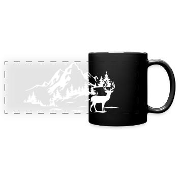 Montagnes - Mug panoramique uni - noir - Devant
