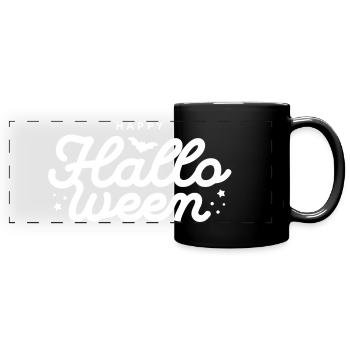 Festive Halloween Bat Typography Design - Full Colour Panoramic Mug - black - Front