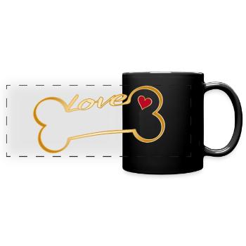 Os de chien avec cœur et lettrage Love - Mug panoramique uni - noir - Devant