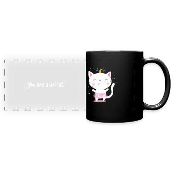Cat Unicorn Fairy Mug - Full Colour Panoramic Mug - black - Front