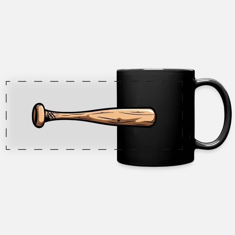 Bâton de baseball en bois - Mug panoramique uni - noir
