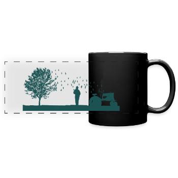 oldtimer Bauer Farmer Landleben Traktor - Panorama-Tasse farbig - Schwarz - Vorne