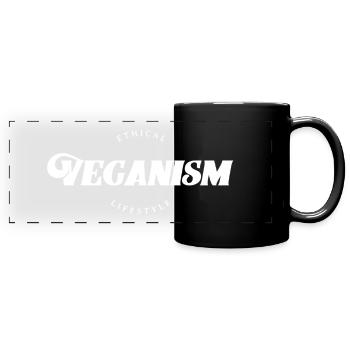Veganismus - Ethischer Lebensstil - Panorama-Tasse farbig - Schwarz - Vorne
