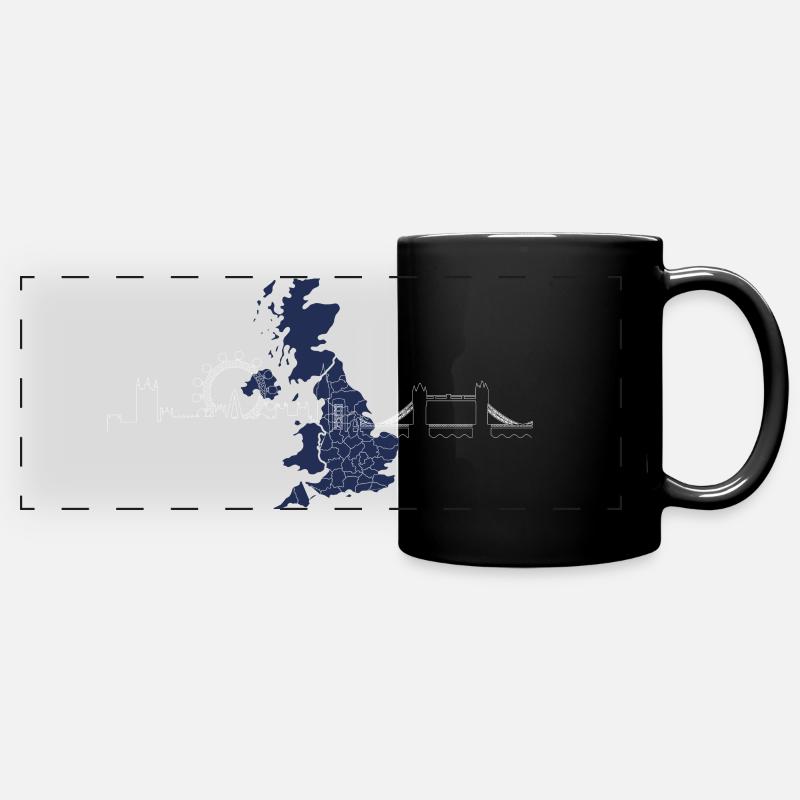Royaume-Uni, Monuments, Silhouette, Paysage nocturne - Mug panoramique uni - noir