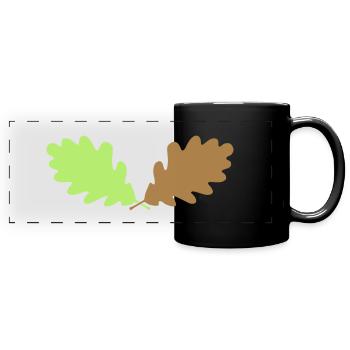 ★ Design colors changeable ★ Two leaves of an oak - Full Colour Panoramic Mug - black - Front