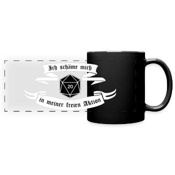 Schande...20! Lustiges DSA-Motiv - Panorama-Tasse farbig - Schwarz - Vorne