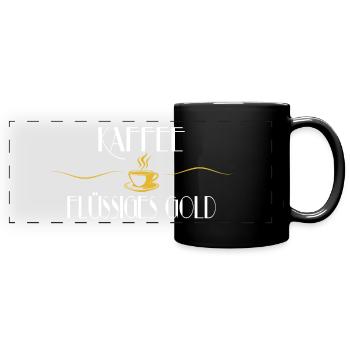 Café - or liquide, blanc doré - Mug panoramique uni - noir - Devant