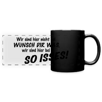 We are not here at wish you something! Ok! Fact - Full Colour Panoramic Mug - black - Front